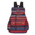 Women&#39;s Bags 2022 New Ethnic Styles Striped Canvas Double Shoulders Large Capacity Backpacks Designer Bag Retro Female Bag