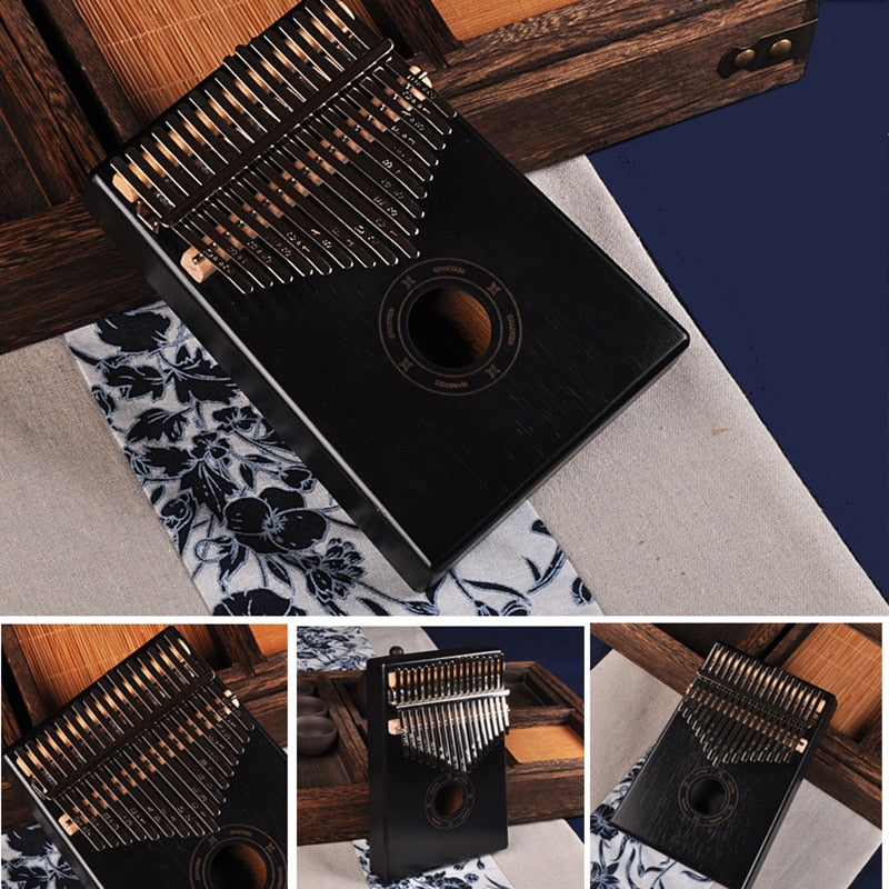 17 Keys Bull Kalimba Thumb Paino Made By Solid Mahogany Portable Mbira Sanza African Wood Finger Piano Music Instruments Black