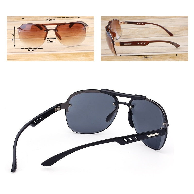 Classic Gradient Lens Sunglasses Men Women Luxury Driving Pilot Sunglasses Fashion Rimless Sun Glasses Female Male Eyewear UV400