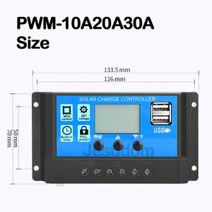 60A50A40A30A20A10A 12V24V LCD PWM Voltage Solar Controller Battery PV Cell Panel Charger Regulator Lamp 100W 200W 300W 400W 500W