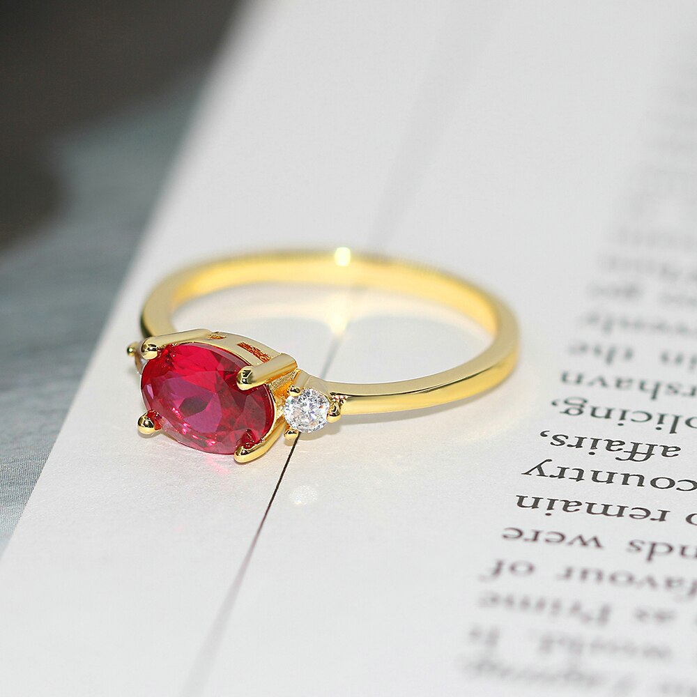 Wedding Dating Ring For Women Simple Solitaire Ring With Oval Candy Stone Zircon Gold Color Engagement Gift Fashion Jewelry R865