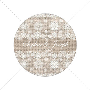 Lace Linen Style Paper Stickers Customize Wedding Decor Stickers Labels Personalized Name Bridal Shower Baptism Party Decor