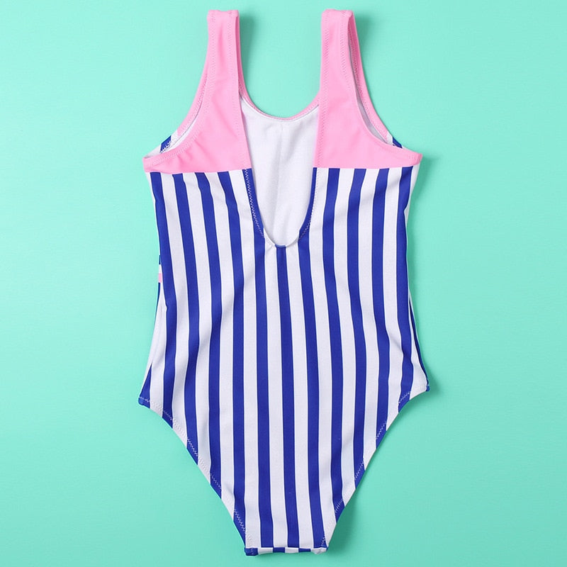 Patchwork Striped Girls Kids One Piece Swimwear Swimsuit 2022 Summer Children Monokini Baby Kids Bathing Suit Swimsuits XA012