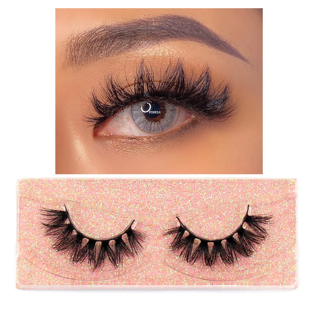 FOXESJI Makeup Eyelashes 3D Mink Lashes Fluffy Soft Wispy Natural Cross Lash Extension Reusable Fake Lashes Mink False Eyelashes