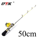 FISH KING Winter Ice Fly Fishing Rod 50/75 CM 2 Sections Fishing Rods With Fishing Wheel Reel  I Gear Tackle