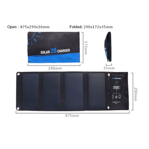 Fovigour 28W Solar Charger 3 USB Ports Foldable Portable Solar Phone Charger with SunPower Solar Panel for Smartphone