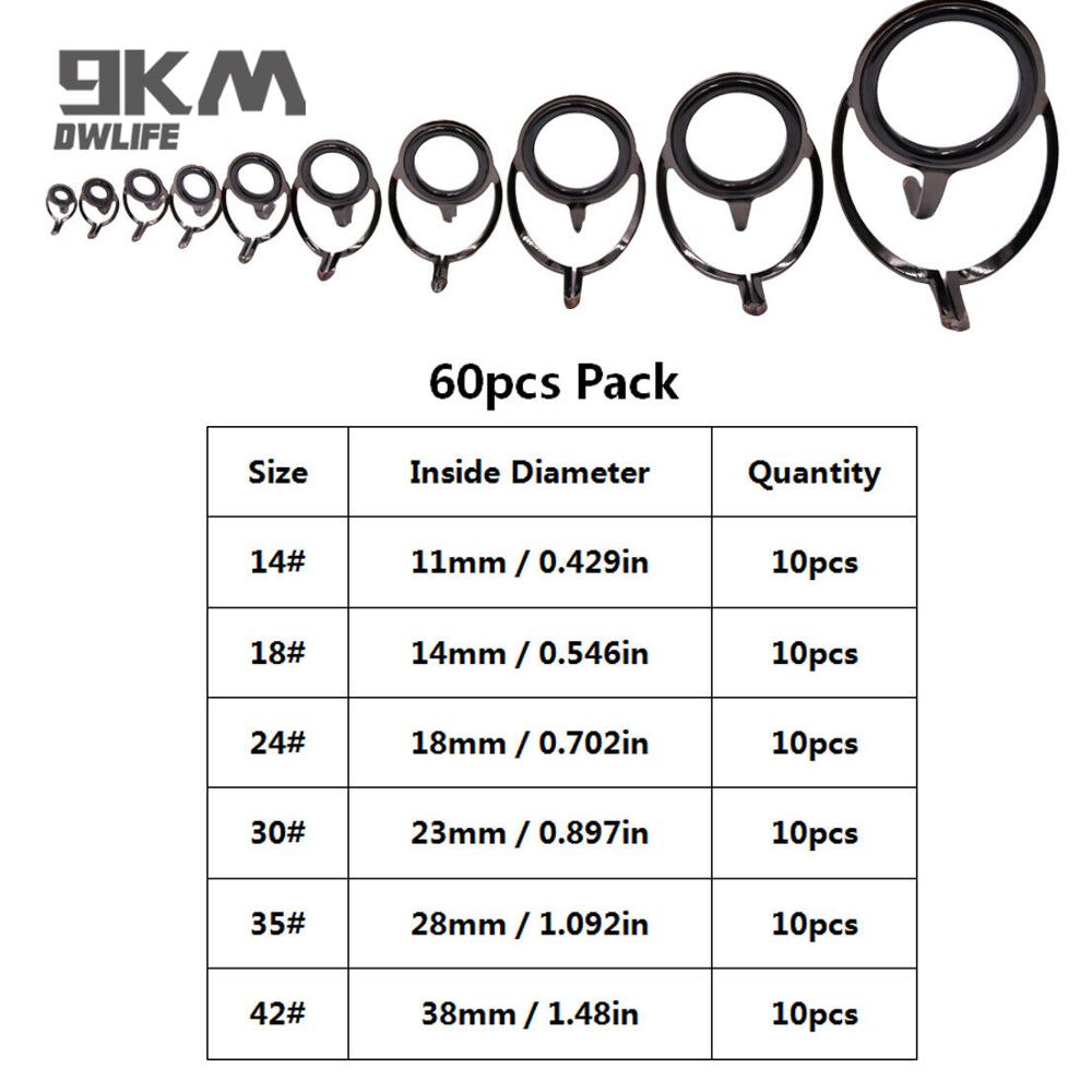 Fishing Rod Guide 50~120Pcs Stainless Steel Ceramics Rings Rod Repair Kit Spinning Casting Mixed Size Replacement Accessories