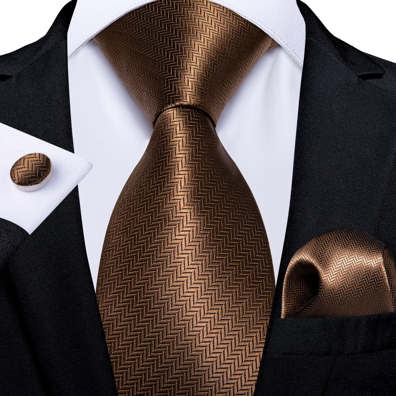 DiBanGu Men Tie Solid Pink Color Formal Wedding Necktie Silk Jacquard Woven Tie Handkerchief Cufflinks For Men Business Suit