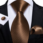 DiBanGu Men Tie Solid Pink Color Formal Wedding Necktie Silk Jacquard Woven Tie Handkerchief Cufflinks For Men Business Suit