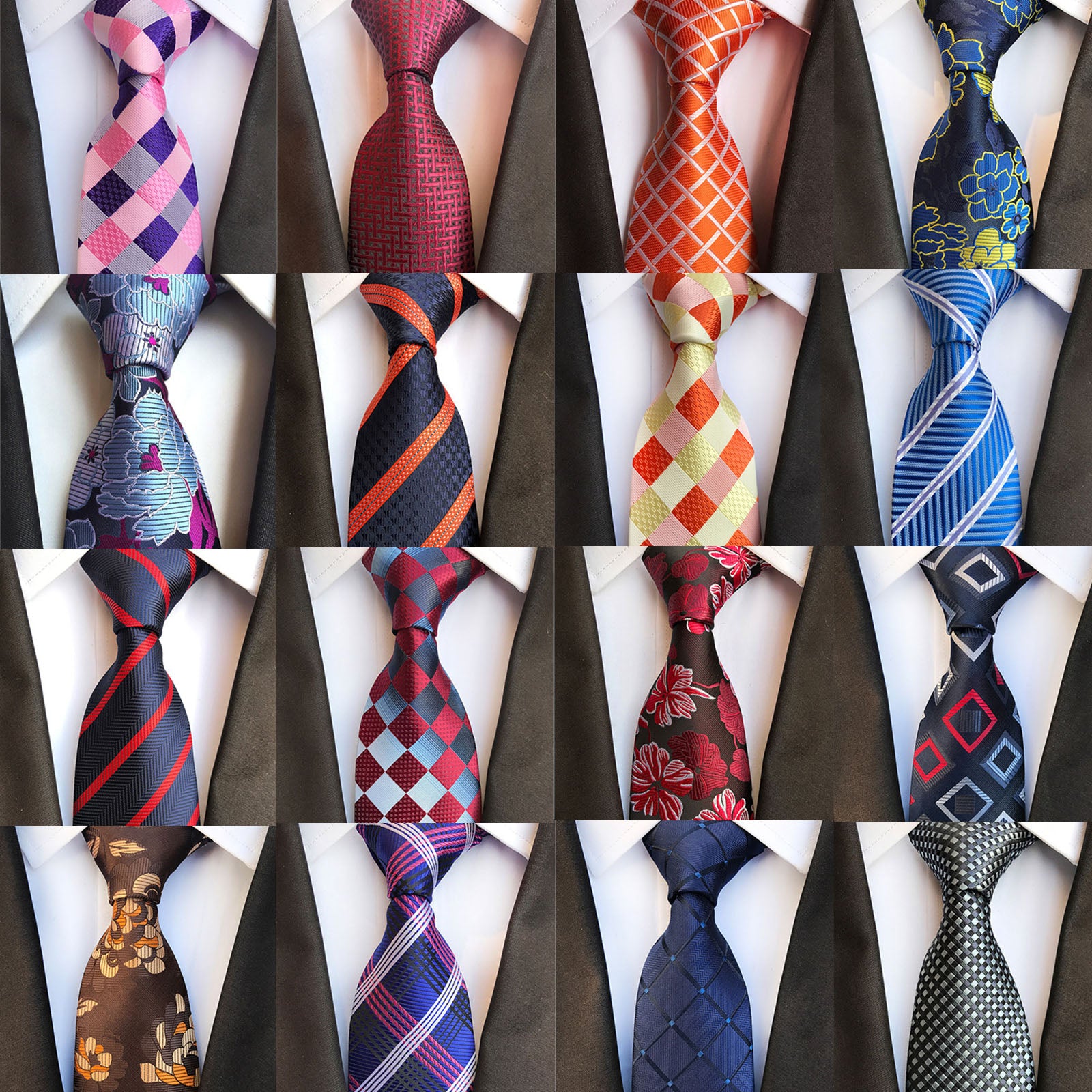 Men&#39;s Fashion Tie 8cm Silk Classic Necktie Yellow Blue Plaid Striped Flower Ties Business Wedding Mans Neckwear Gift Accessories