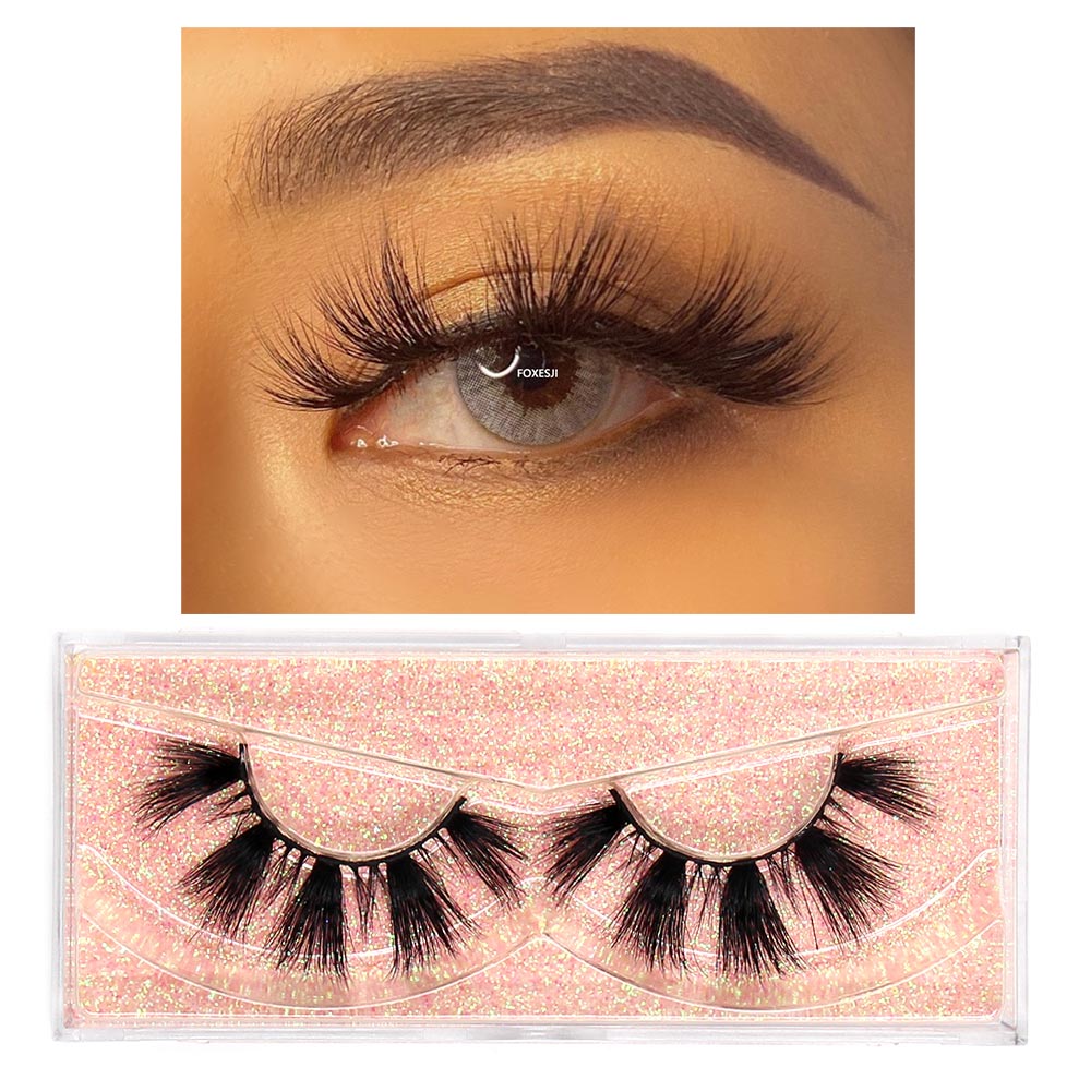 FOXESJI Makeup Eyelashes 3D Mink Lashes Fluffy Soft Wispy Natural Cross Lash Extension Reusable Fake Lashes Mink False Eyelashes