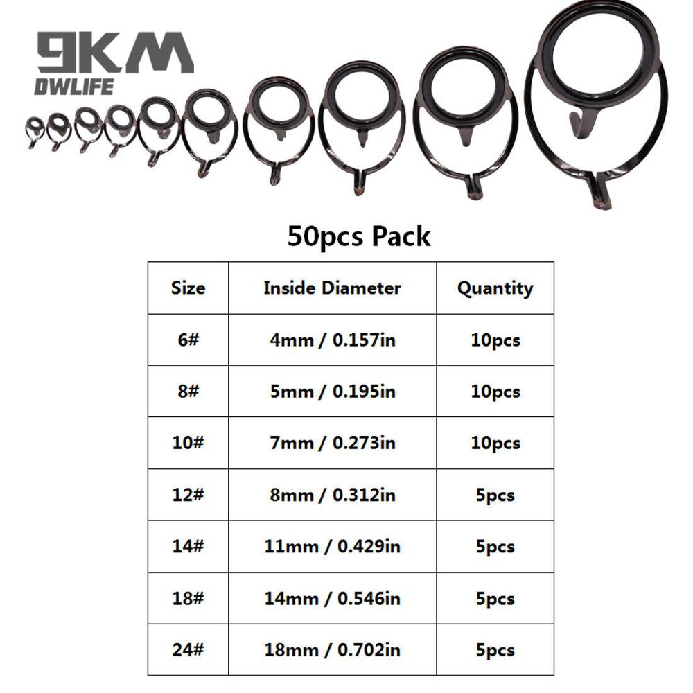 Fishing Rod Guide 50~120Pcs Stainless Steel Ceramics Rings Rod Repair Kit Spinning Casting Mixed Size Replacement Accessories
