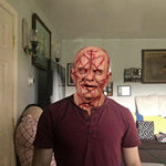 Horror Mask Halloween Bald Blood Scar Face Mask Bloody Headgear 3d Realistic Human Face Headwear Dress Up Party Accessories Mask
