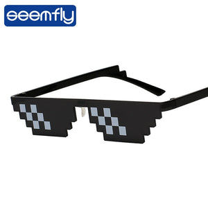 seemfly Funny Glasses Women Men Polygonal Brand Thug Life Sunglasses Mosaic Masculine 8 Bits Style Pixel Sun Glass Fashion