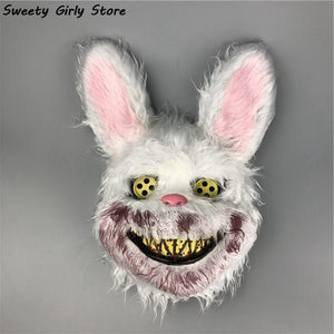 Rabbit Cosplay Mask Halloween Party Scary Head Cover Halloween Carnival Costume Headgear Props Handmade Dance Masquerade Horror