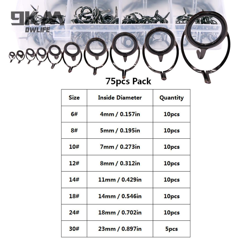 Fishing Rod Guide 50~120Pcs Stainless Steel Ceramics Rings Rod Repair Kit Spinning Casting Mixed Size Replacement Accessories