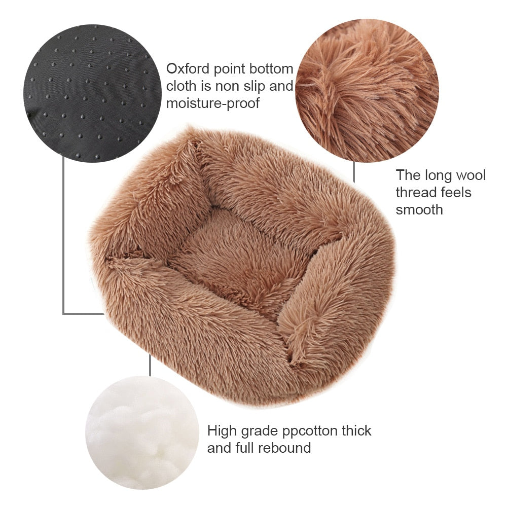 Square Dog Beds Long Plush Solid Color Pet Beds Cat Mat For Little Medium Large Pets Super Soft Winter Warm Sleeping Mats