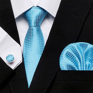 Men`s Tie Silk Red Plaid print Jacquard Woven Tie + Hanky + Cufflinks Sets For Formal Wedding Business Party Free Postage