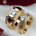 CC Rings For Women And Men Fashion Lovers&#39; Set Ring Cubic Zirconia Yellow Gold Color Wedding Engagement Accessories CC2095