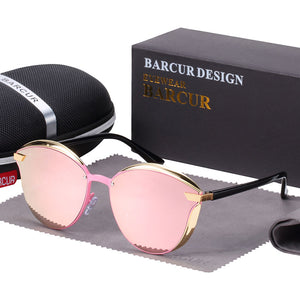 BARCUR Fashion Polarized Women Sunglasses Round Sun Glass Ladies Lunette De Soleil Femme