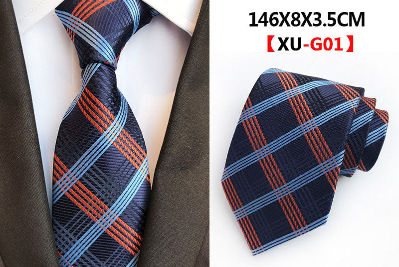 Men&#39;s Fashion Tie 8cm Silk Classic Necktie Yellow Blue Plaid Striped Flower Ties Business Wedding Mans Neckwear Gift Accessories