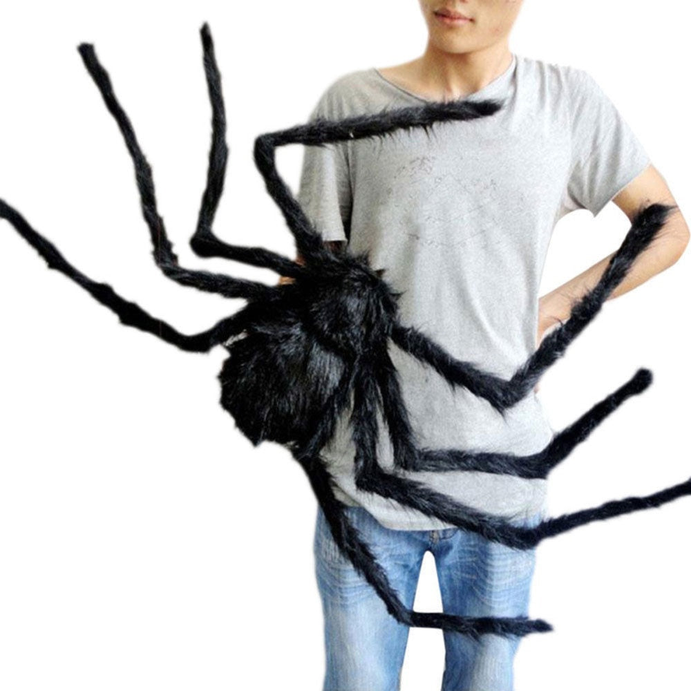 1Pcs 30cm,50cm,75cmSuper big plush spider made of wire and plush black and multicolour style for party or halloween decorations