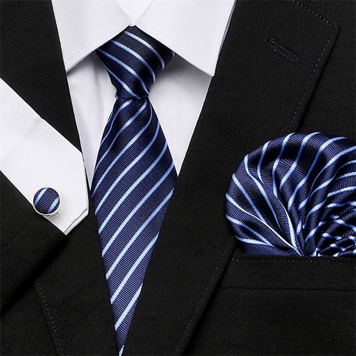 Men`s Tie Silk Red Plaid print Jacquard Woven Tie + Hanky + Cufflinks Sets For Formal Wedding Business Party Free Postage