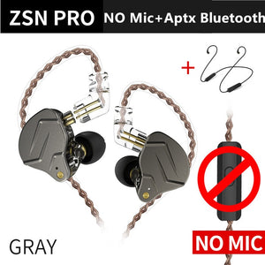 KZ ZSN Pro In Ear Earphones Hybrid technology 1BA+1DD HIFI Bass Metal Earbuds Sport Noise Cancelling Headset Monitor