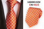 Men&#39;s Fashion Tie 8cm Silk Classic Necktie Yellow Blue Plaid Striped Flower Ties Business Wedding Mans Neckwear Gift Accessories