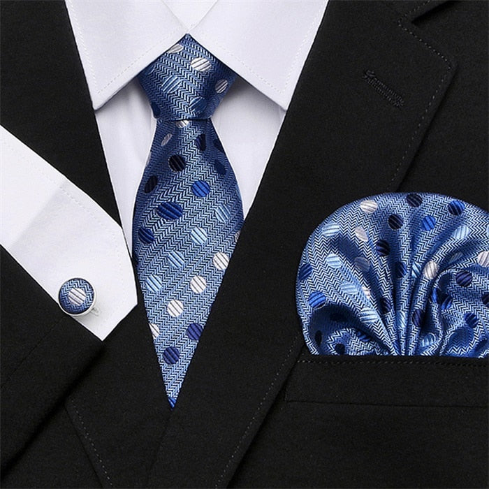 Men`s Tie Silk Red Plaid print Jacquard Woven Tie + Hanky + Cufflinks Sets For Formal Wedding Business Party Free Postage
