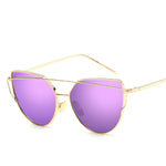 2021 Fashion Cat Eye Vintage Rose Gold Mirror Woman&#39;s Sunglasses Metal Reflective Flat Lens Tourism Sunglasses Multi-color style