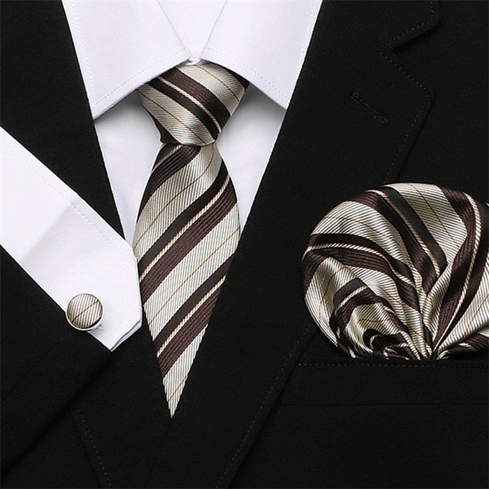 Men`s Tie Silk Red Plaid print Jacquard Woven Tie + Hanky + Cufflinks Sets For Formal Wedding Business Party Free Postage