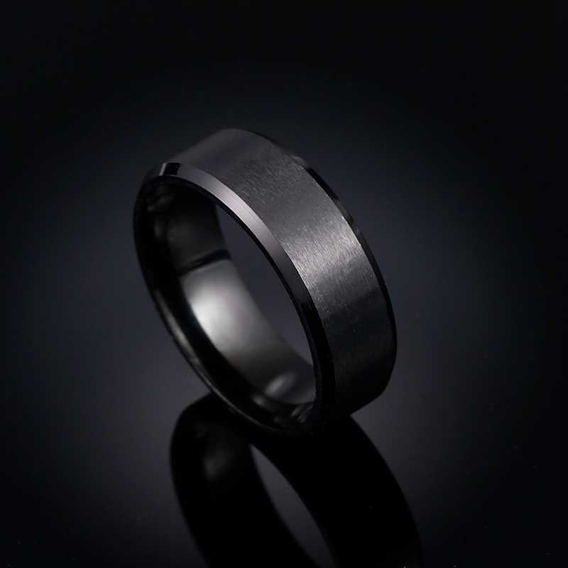 Fashion Charm Jewelry ring men stainless steel Black Rings For Women Custom Engrave Name