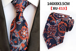 Men&#39;s Fashion Tie 8cm Silk Classic Necktie Yellow Blue Plaid Striped Flower Ties Business Wedding Mans Neckwear Gift Accessories