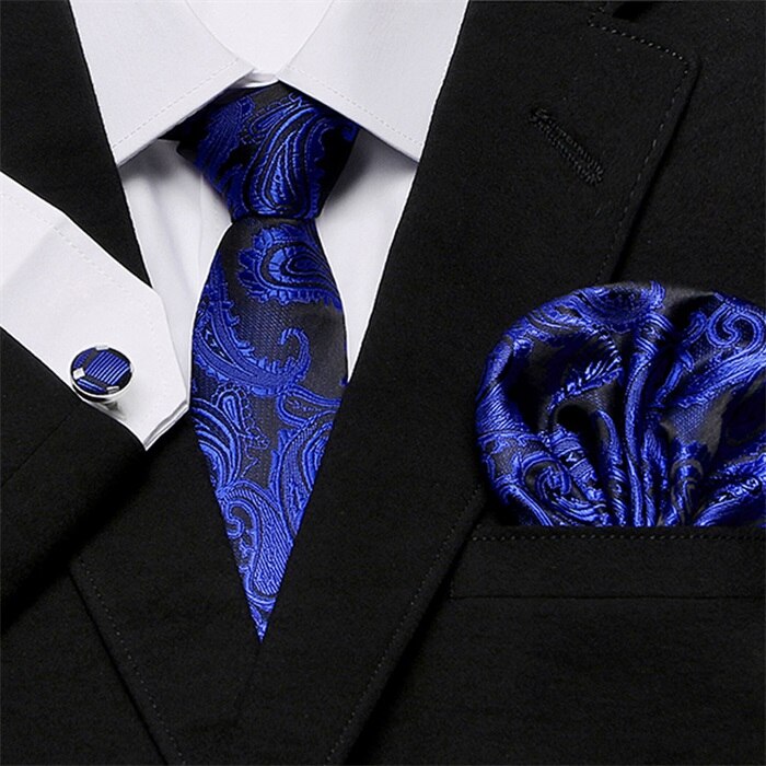 Men`s Tie Silk Red Plaid print Jacquard Woven Tie + Hanky + Cufflinks Sets For Formal Wedding Business Party Free Postage