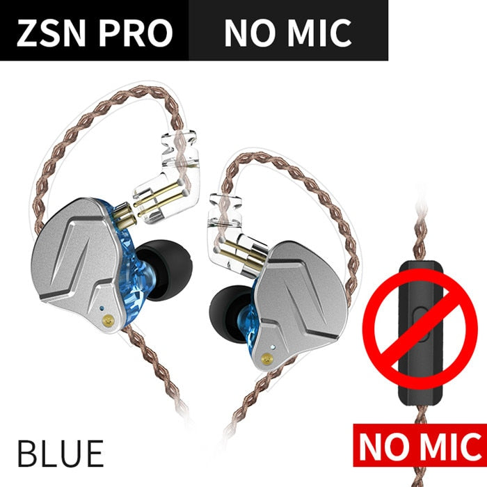 KZ ZSN Pro In Ear Earphones Hybrid technology 1BA+1DD HIFI Bass Metal Earbuds Sport Noise Cancelling Headset Monitor