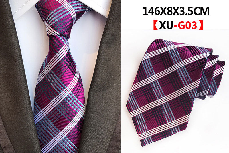 Men&#39;s Fashion Tie 8cm Silk Classic Necktie Yellow Blue Plaid Striped Flower Ties Business Wedding Mans Neckwear Gift Accessories