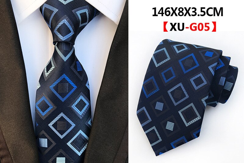 Men&#39;s Fashion Tie 8cm Silk Classic Necktie Yellow Blue Plaid Striped Flower Ties Business Wedding Mans Neckwear Gift Accessories