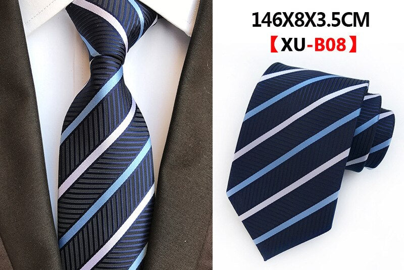 Men&#39;s Fashion Tie 8cm Silk Classic Necktie Yellow Blue Plaid Striped Flower Ties Business Wedding Mans Neckwear Gift Accessories