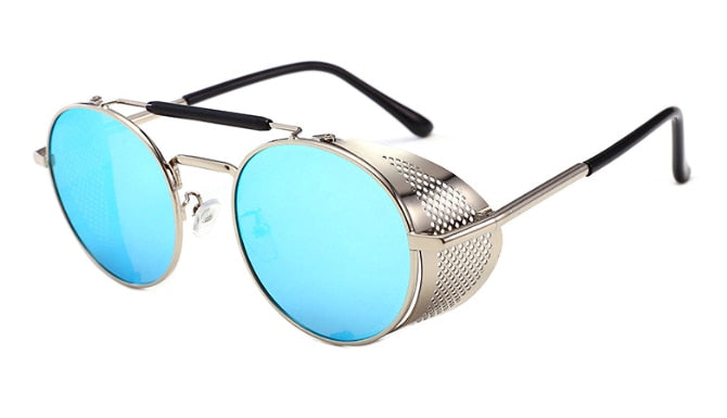 AIMISUV Vintage Steampunk Sunglasses Men Brand Design Round Glasses Steam Punk Metal Sunglasses For Women UV400 Gafas de Sol