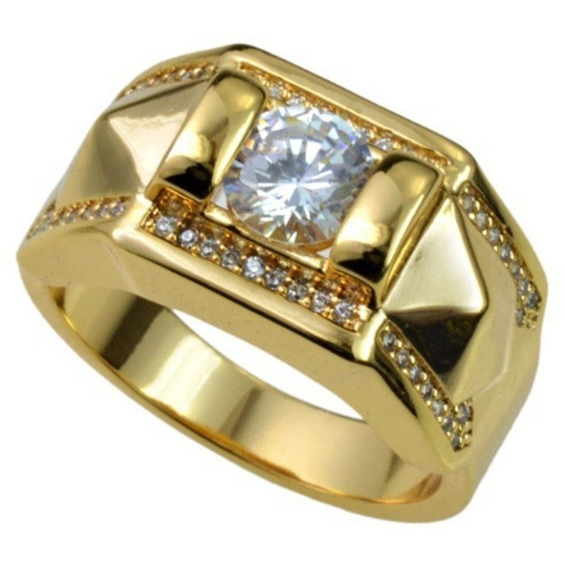 CC Rings For Women And Men Fashion Lovers' Set Ring Cubic Zirconia Yellow Gold Color Wedding Engagement Accessories CC2095