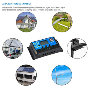 POWMR Solar Charger Controller 60A 50A 40A 30A 20A 10A 12V 24V Battery Charger USB Solar Panel Regulator For Max 50V PV Input