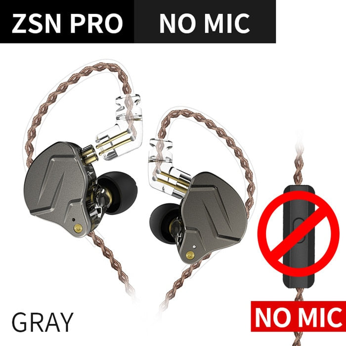 KZ ZSN Pro In Ear Earphones Hybrid technology 1BA+1DD HIFI Bass Metal Earbuds Sport Noise Cancelling Headset Monitor