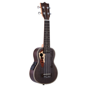 ammoon Acoustic Ukulele Spruce 21" Ukulele15 Fret 4 Strings Guitar Mini with Built-in EQ Pickup Stringed Musical Instrument