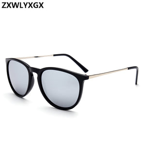 ZXWLYXGX   Retro Male Round Sunglasses Women Men Brand Designer Sun Glasses For Lady Alloy Mirror  Oculos De Sol