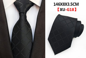 Men&#39;s Fashion Tie 8cm Silk Classic Necktie Yellow Blue Plaid Striped Flower Ties Business Wedding Mans Neckwear Gift Accessories
