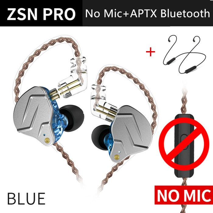 KZ ZSN Pro In Ear Earphones Hybrid technology 1BA+1DD HIFI Bass Metal Earbuds Sport Noise Cancelling Headset Monitor