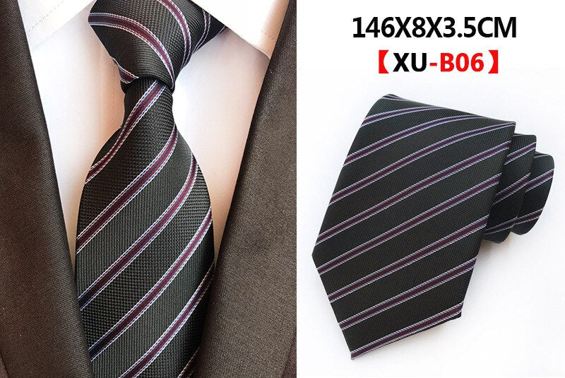 Men&#39;s Fashion Tie 8cm Silk Classic Necktie Yellow Blue Plaid Striped Flower Ties Business Wedding Mans Neckwear Gift Accessories