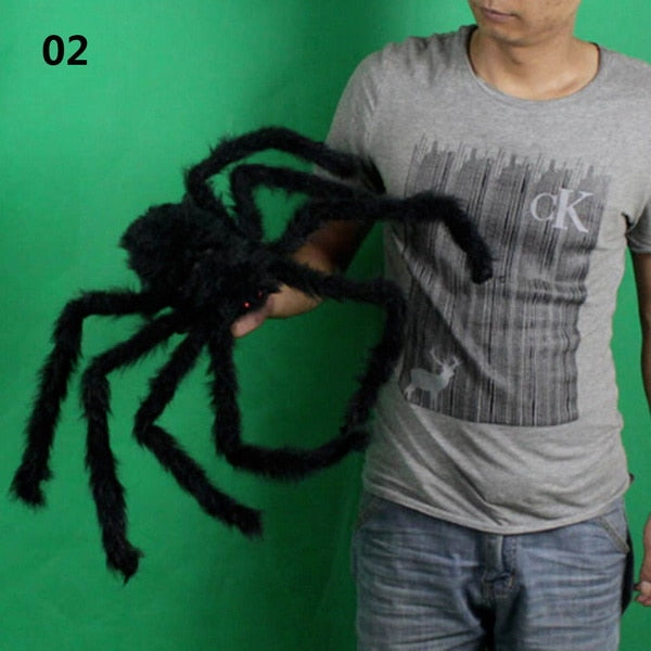 1Pcs 30cm,50cm,75cmSuper big plush spider made of wire and plush black and multicolour style for party or halloween decorations