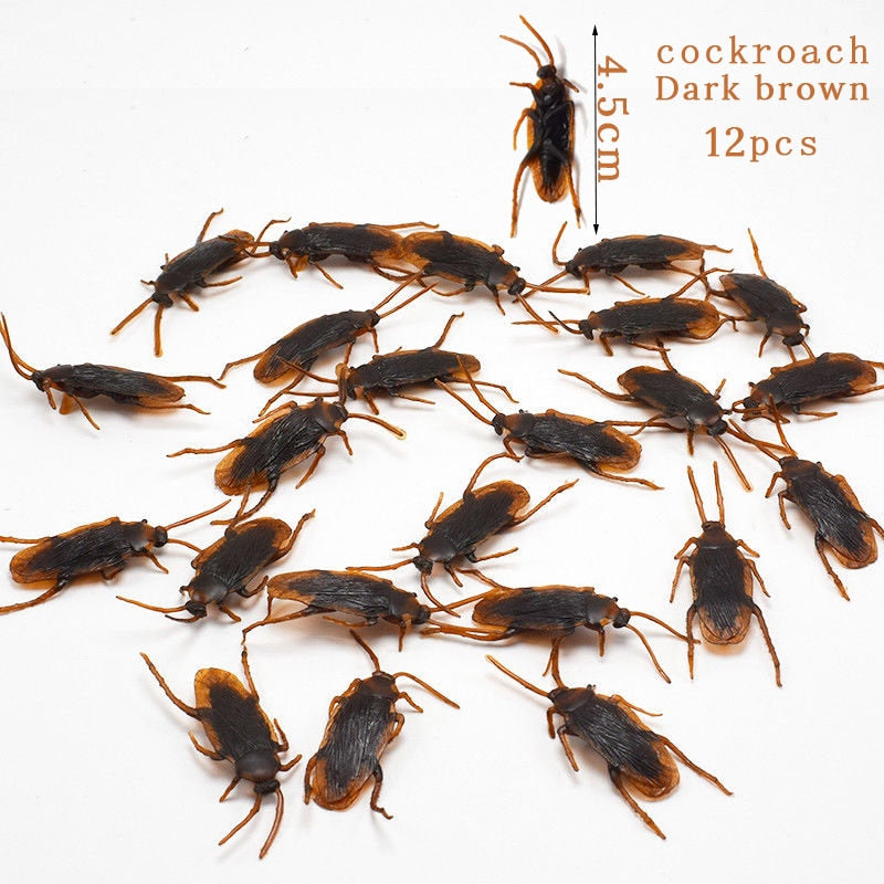 Halloween 12pcs Funny Fake Cockroach Halloween Party Decoration Trick Props Artificial Roach Bug Party Supplies Kids Favor